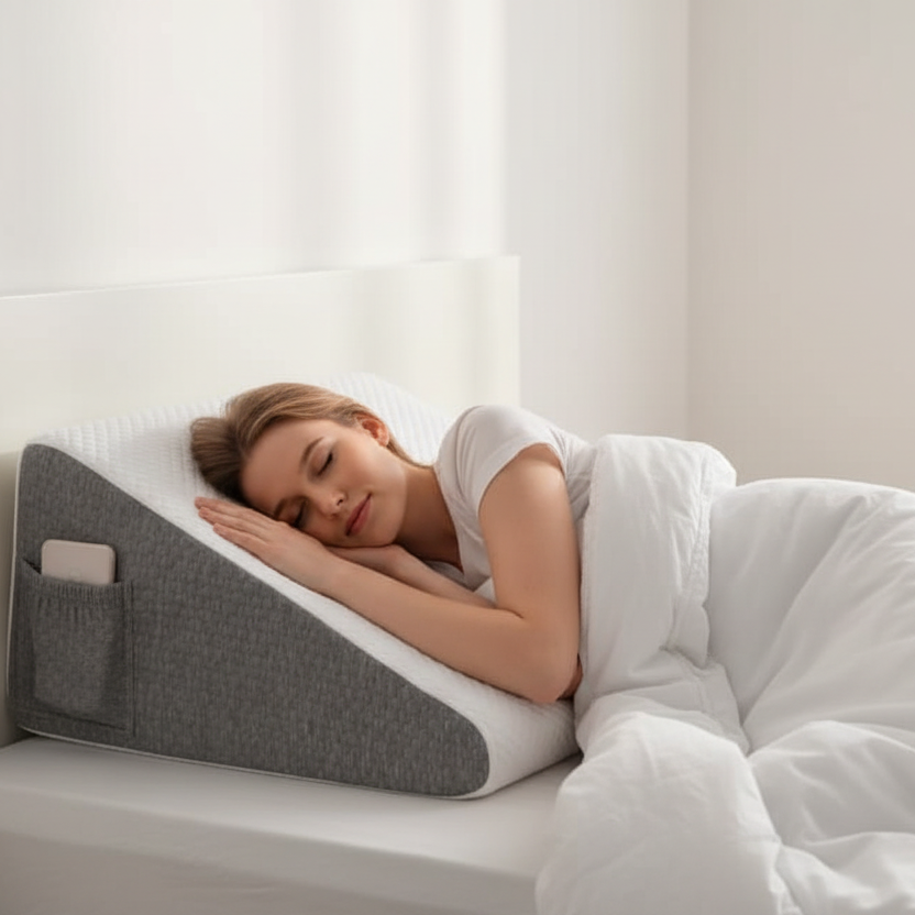 Donna che dorme sul cuscino ergonomico - variante 2